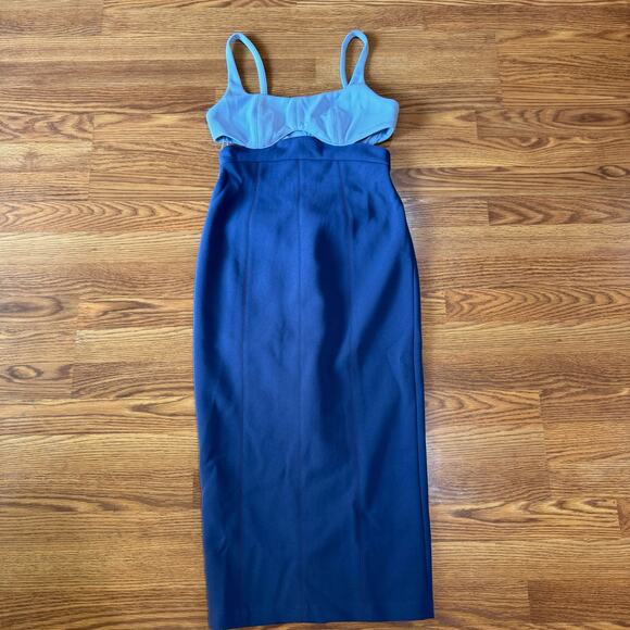Misha blue Fernanda Two-Toned bodycon  Midi PArty Dress size L - Picture 7 of 12